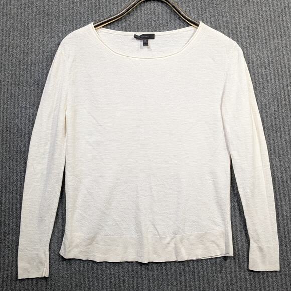 Belstaff Top Womens Medium Made in Italy Long Sleeve Lightweight Knit Cream - Picture 1 of 12